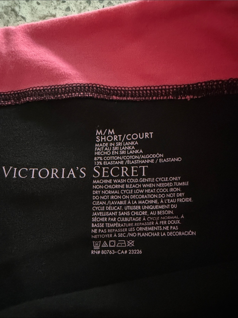 NWT Victoria Secret Black Leggings with Pink Fold-Over Waistband - Picture 4 of 5